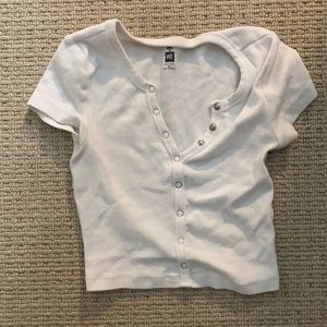 White crop top with buttons